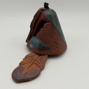 Southwestern Pueblo Clay Bell Ornament Terracotta Feather Native Style Decor